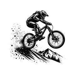 Mountain Bike Illustration Riders Performing Jumps