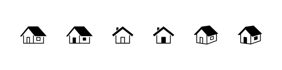 House icon. Home sign vector set. Real estate isolated sign. Home construction black icon. House line design set. Home building vector icons. Real estate silhouette vector set.