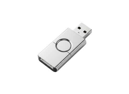 Silver USB Flash Drive Swivel PNG