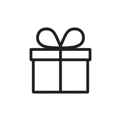 Simple Minimalist Present Box Line Art Illustration. Gift Box Line Icon in Minimal Style Vector Icons.