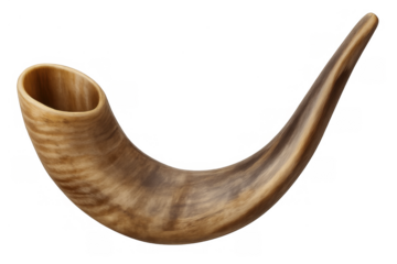 Shofar ram's horn, traditional jewish ritual musical instrument for rosh hashanah and yom kippur, transparent background