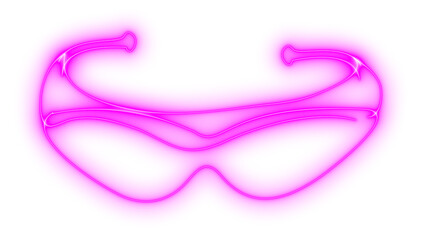 Vibrant pink neon light abstract design with smooth fluid lines creating a futuristic wave shape, isolated on transparent background, modern digital illustration.