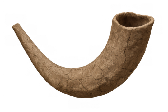 Shofar horn representing religious tradition, ancient history, rosh hashanah, yom kippur, and jewish culture on transparent background