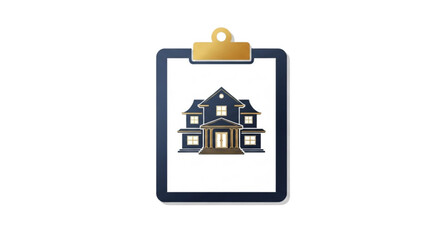 Elegant house on clipboard for real estate listings and property management solutions, perfect for appraisals, inspections, and home sales promotions
