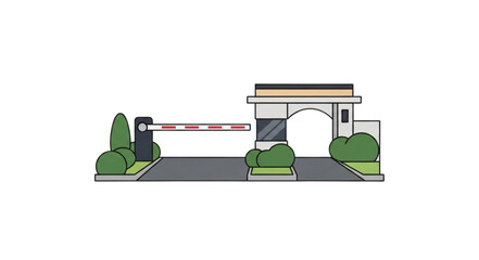 Stylish entrance gate design ensures secure access to property with a modern architectural element emphasizing controlled entry and exit for visitors