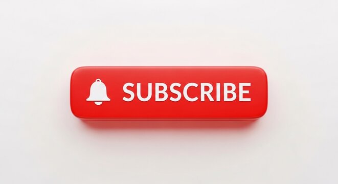 Subscribe Now Unlock Exclusive Content Engage with Community Digital Invitation Notification Icon Alert Graphic Interface Website Design Button Red Minimalist Modern 3D Render - Powered by Adobe