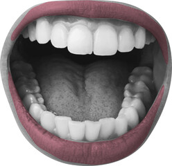 Halftone collage mouth open in a scream