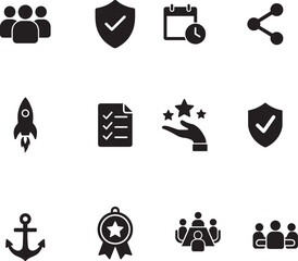 Vector Icons for Strategy, Teamwork, and Excellence