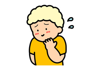 照れる　金髪の男の子