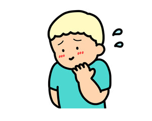 照れる　金髪の男の子