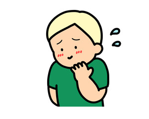 照れる　金髪の男の子