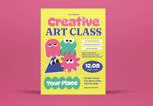 Purple Risoprint Creative Art Class Flyer Us Letter