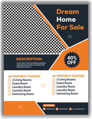 Modern Real Estate Flyer Template Orange and Black Dream Home for Sale Poster Design