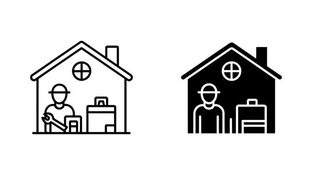 Home repair service, featuring a handyman at work, ideal for illustrating home maintenance, renovation, and professional assistance