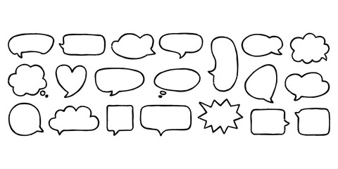 Collection of Hand-Drawn Speech and Thought Bubbles