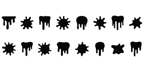 Black Ink Splatter and Drip Icons