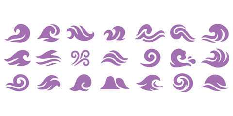 Collection of Purple Wave Icons and Symbols