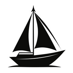 Sailboat vector clean black silhouette design white background