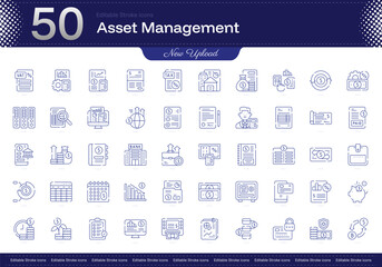 Asset Management stroke icon. Asset Management line icon set. editable stroke icon pack. Line, Thin, Linear Style Icon Bundle. Fully Customizable