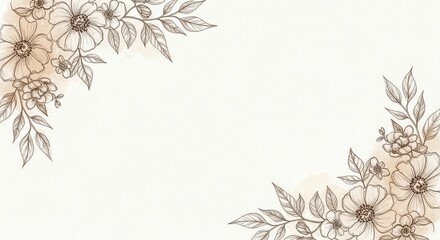 Delicate floral corner accents on a white background