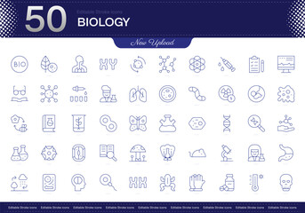 Biology stroke icon. Biology line icon set. editable stroke icon pack. Line, Thin, Linear Style Icon Bundle. Fully Customizable © Think World