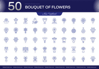 Bouquet of Flowers stroke icon. Bouquet of Flowers line icon set. editable stroke icon pack. Line, Thin, Linear Style Icon Bundle. Fully Customizable