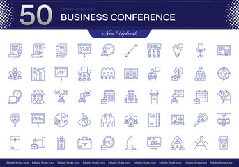 Business Conference stroke icon. Business Conference line icon set. editable stroke icon pack. Line, Thin, Linear Style Icon Bundle. Fully Customizable