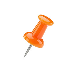  orange push pin isolated on white