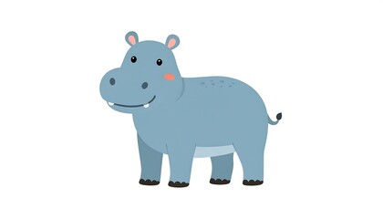 Naklejka premium A cartoon illustration of a friendly hippopotamus standing on its four legs, light blue color, and a simple background