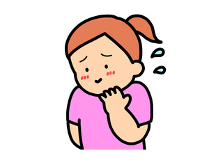 照れる　茶髪の女の子