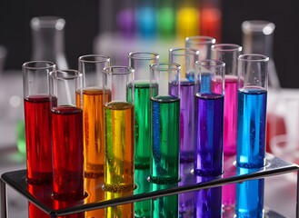 Rainbow Colors in Glassware - Science and Chemistry Concept