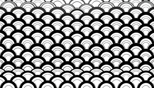 Seigaiha-Inspired Wave Pattern with Overlapping Concentric Semicircles