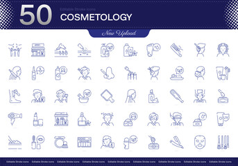 Cosmetology stroke icon. Cosmetology line icon set. editable stroke icon pack. Line, Thin, Linear Style Icon Bundle. Fully Customizable Skincare, Makeup, Haircare, Esthetics, Beauty