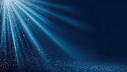 Fototapeta premium Deep blue backdrop with glittering light rays