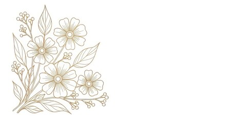 Delicate botanical illustration of cream colored flowers and greenery