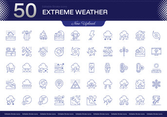 Extreme Weather stroke icon. Extreme Weather line icon set. editable stroke icon pack. Line, Thin, Linear Style Icon Bundle. Fully Customizable, Storms, Heatwave, Flooding, Drought, Hurricane