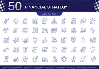 Financial Strategy stroke icon. Financial Strategy line icon set. editable stroke icon pack. Line, Thin, Linear Style Icon Bundle. Fully Customizable., Budgeting, Investment, Risk, Growth