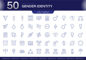 Gender Identity stroke icon. Gender Identity line icon set. editable stroke icon pack. Line, Thin, Linear Style Icon Bundle. Fully Customizable, Gender, Identity, Expression, Transition, Spectrum