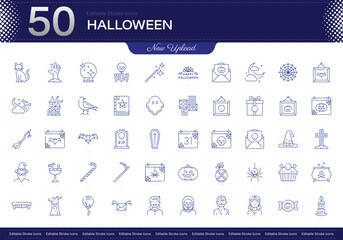 Halloween stroke icon. Halloween line icon set. editable stroke icon pack. Line, Thin, Linear Style Icon Bundle. Fully Customizable, costumes, pumpkins, spooky, haunted, candy