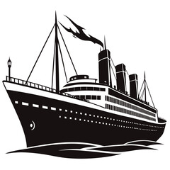 Titanic vector clean black silhouette design white background