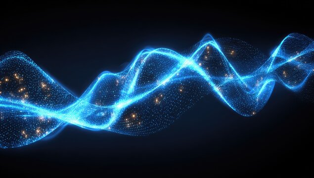 Abstract wave of glowing particles