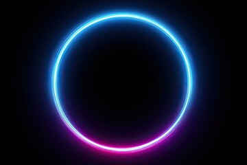 Neon circle frame on black