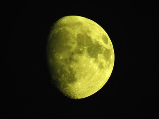moon in waxing gibbous phase in the dark sky