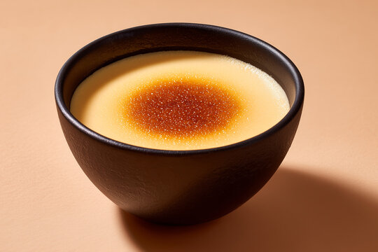 Traditional custard pudding dessert creamy texture closeup