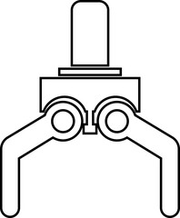 Grabber Robotic Arm Icon Industrial Claw, Mechanical Hand, Automation Tool, Factory Robot, and Engineering Machine Symbol Vector in Black Color Line Style