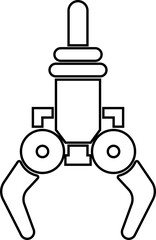 Grabber Robotic Arm Icon Industrial Claw, Mechanical Hand, Automation Tool, Factory Robot, and Engineering Machine Symbol Vector in Black Color Line Style