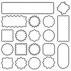 Set oval and round, rectangular and square, arch shapes with curvy edges. Cute geometric forms with scalloped borders.