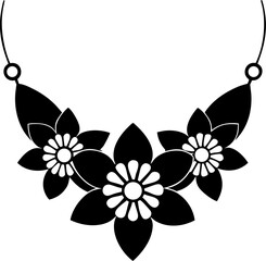  Resin flower necklace Silhouette black  vector white background