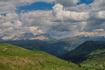 Fototapeta premium nature sceneries from the Pordoi Pass, Dolomites, Italy