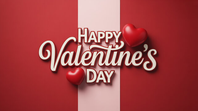 Happy valentines day greeting card with red hearts on a red and white background, perfect for expressing love